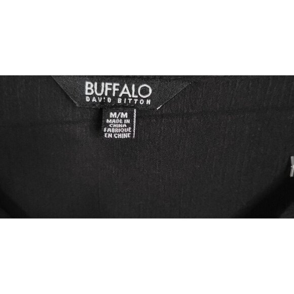 Buffalo David Bitton Ladies Lightweight V-Neck sheer Blouse M black eyelet cut - Picture 2 of 4